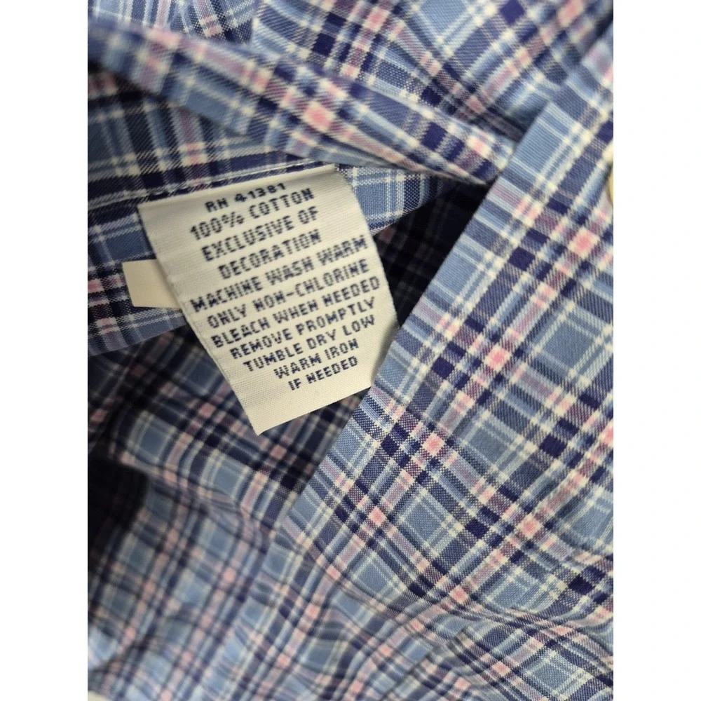 Ralph Lauren Men's Plaid Long Sleeve Shirt‎ Size 16-32/33 Medium Blue Pink